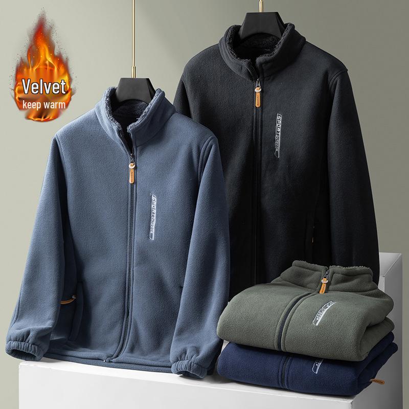 Men's Plush Fleece Stand-Up Collar Sweatshirt: Thickened, Loose-Fit, Plus Size for Autumn/Winter Outdoor Casual Wear