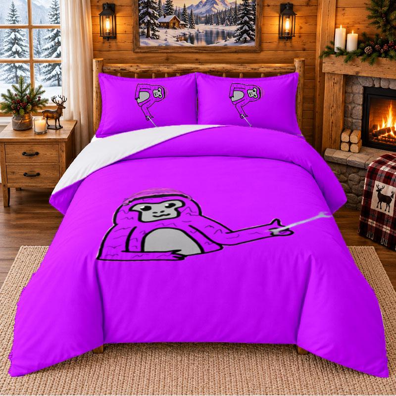 Gorilla Tag Cartoon Pattern Bedding 3Pcs Set Bed Sheet And Pillowcases For Indoor Bedroom