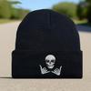 Unisex Skull Embroidery Knit Beanie – Warm, Thick, and Versatile for Autumn and Winter