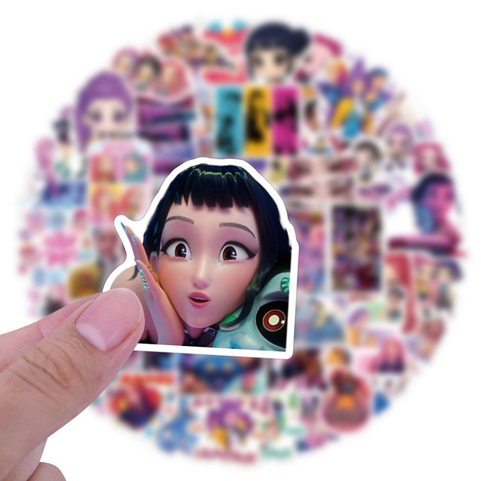 55-110 Piezas Kpop Cazadores de Demonios Pegatinas Dibujos Animados Anime Sticker Huntrix Pegatinas Decorativas Para Scrapbook Cuaderno Pegatina Estética