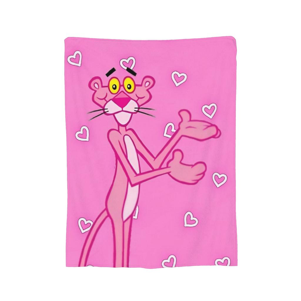 Pinks Panthers Cartoon Flannel Throw Blankets Leopard Head Blanket for Sofa Office Lightweight Thin Bedding Throws,