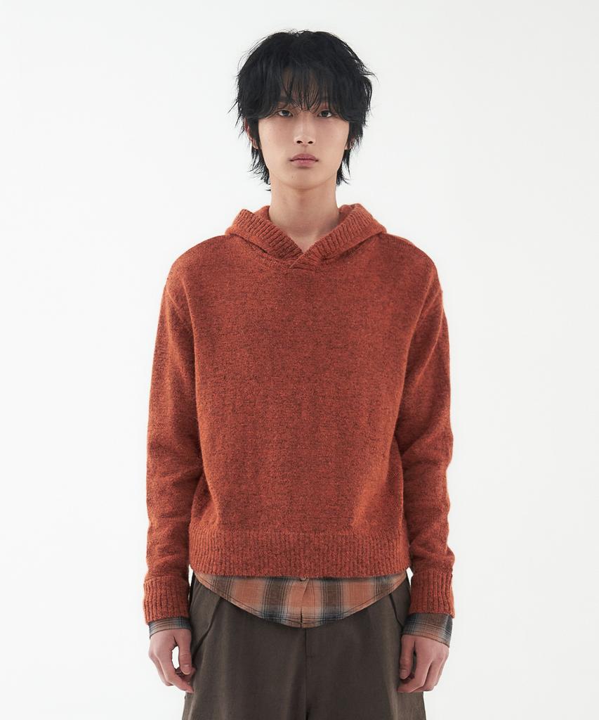Leondi Blended Layer Hoodie Knit - Orange