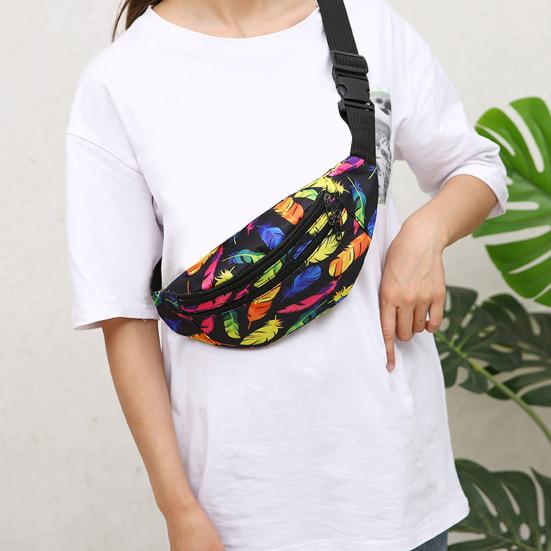 

Сумка на пояс Большая вместимость Цветной камуфляж Перо Принт Отверстие для наушников Водонепроницаемый Повседневный