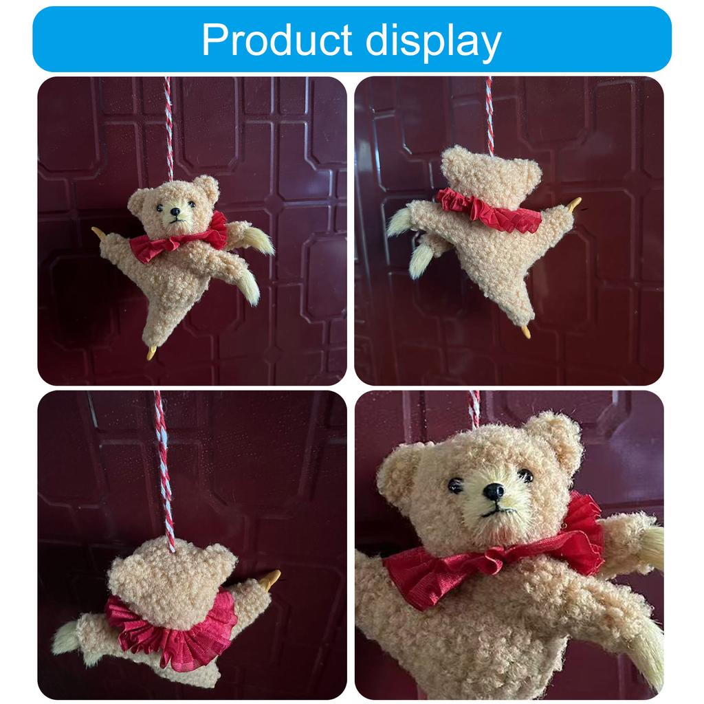 Soft Cartoon Bear Plush Pendant Bear Ornament Bear Key Pendant Bear Bag Pendant Suitable for Bedside or Rearview Lens