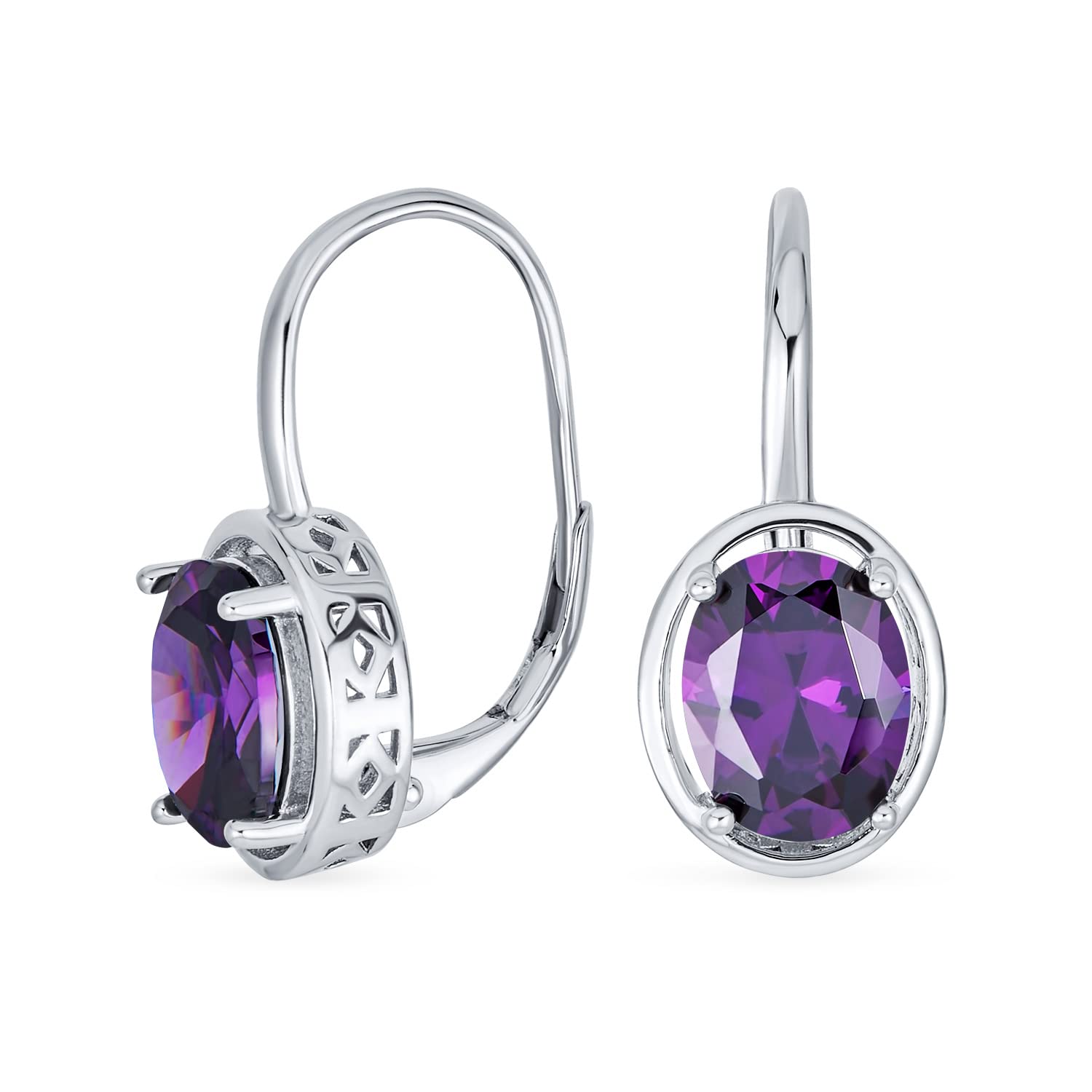 

Серьги-гвоздики с аметистом из искусственного серебра CZ AAA 925 пробы, овальные, с застежкой-молнией 9x7 мм, карат [Bling Jewelry] 3,60