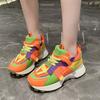[Yushilai] Fashion Contrasting Color Casual Sports Shoes for Women's Spring 2025 New Thick-soled Height-increasing Versatile Single Shoes