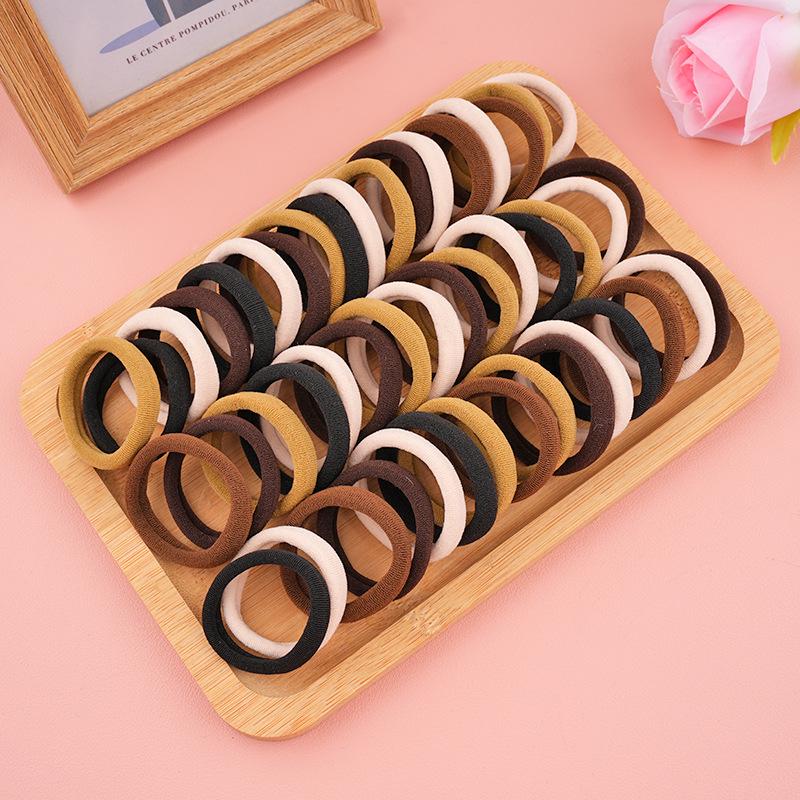 Korean Style Colorful Seamless Hair Bands (100 Pcs) - Non-Damaging, High Elastic Hair Towel Rings & Headdresses
