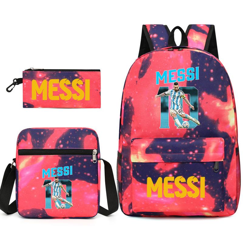 Large Capacity Schoolbag with Shoulder Strap; Student Three-piece Pencil Case Set