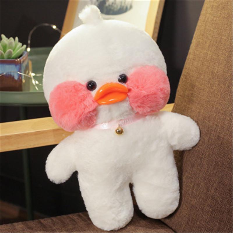 Cafe Duck, 30 cm, kleine gelbe Ente, süßes Kissen, Plüschtier, ausgestopfte Puppe mit Brille und Kleidung, süßes Cartoon-Spielzeug