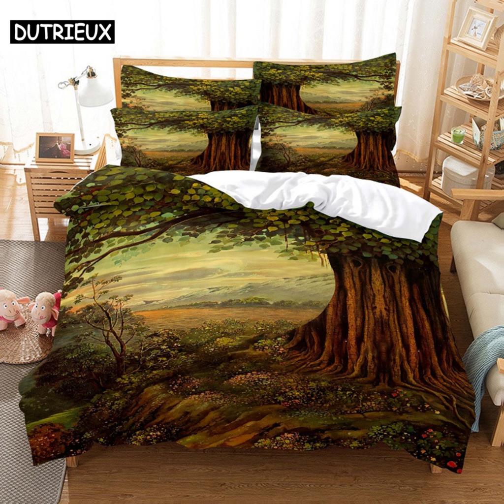 3D Digital Printed Snow Tree Bedding, Stylish Queen Size Duvet Cover Set
