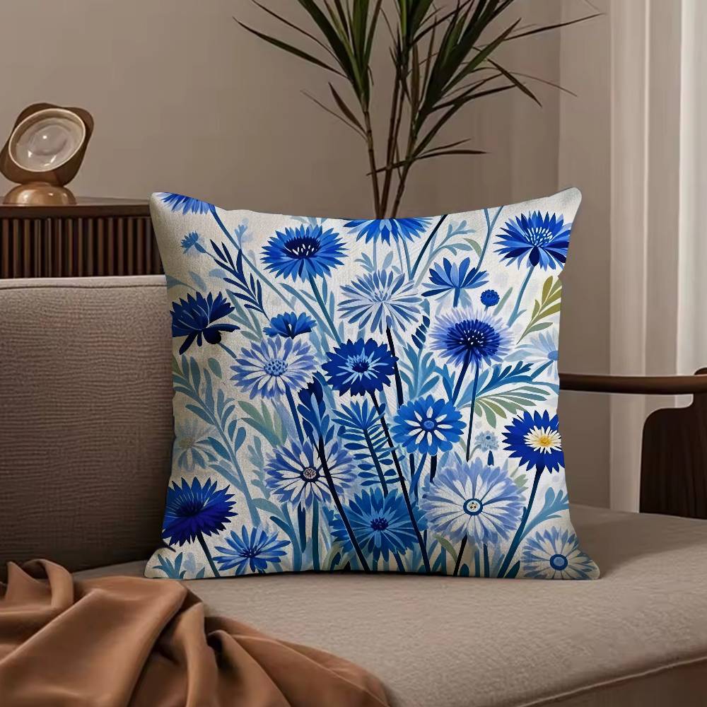 fashion Cornflower Pillow Case Anti-dustmite Pillowcase Invisible zipper silky short plush Sofa cushion cover