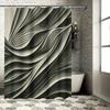 Modern Shower Curtain With Curved Waves Design Perfect For Bathrooms Decor Customizable Size Available