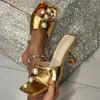 Designer Pearl Women Street Sexy Square Toe Slides Shoes Slippers Summer Party Low Heels Gladiator Sandals Female Mules