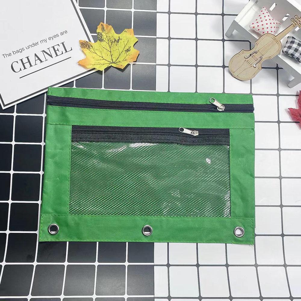 Oxford Cloth Three-Ring Binder & Pencil Case with Double Zippers