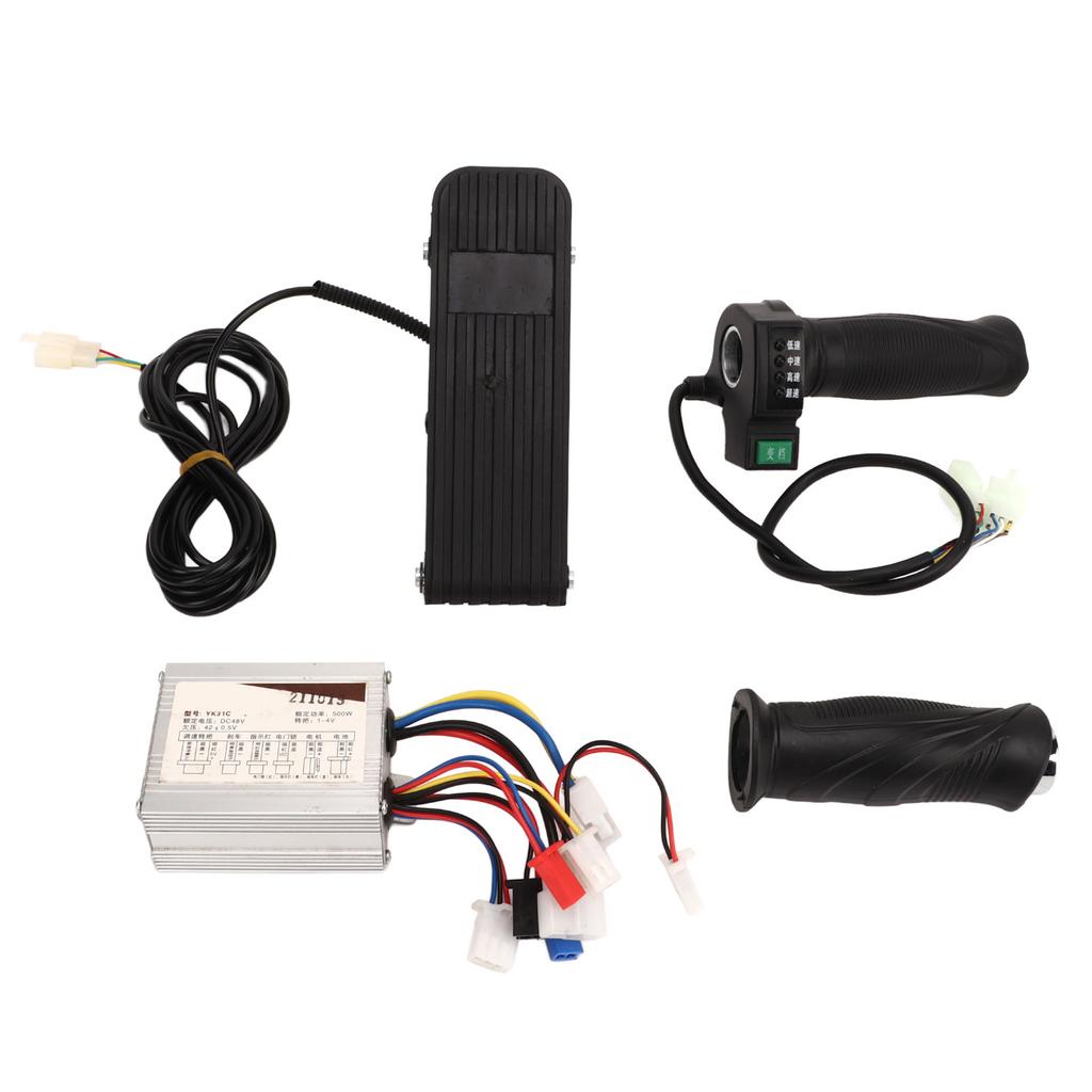 48V 500W Electric Bicycle Brushed Controller Electric Bike Conversion Kit with 4 Speed Throttle Grip Throttle Pedal