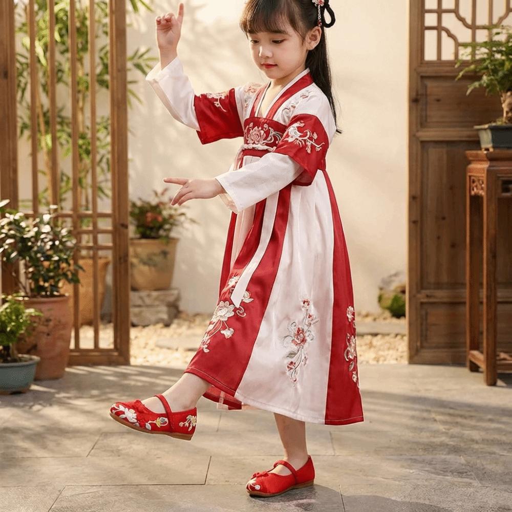 Chinese Style Children Hanfu Flat Shoes Wear Resistant Embroidered Cloth Shoes Kid Gift