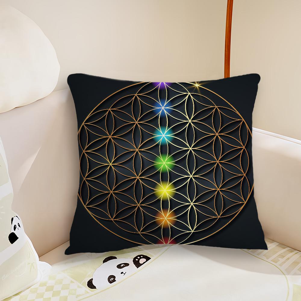 cushion cover Plush Fabric Soft  Double Sided Print Sofa Funny Chakra Cushion Cover Throw Rainbow Pillow Covers