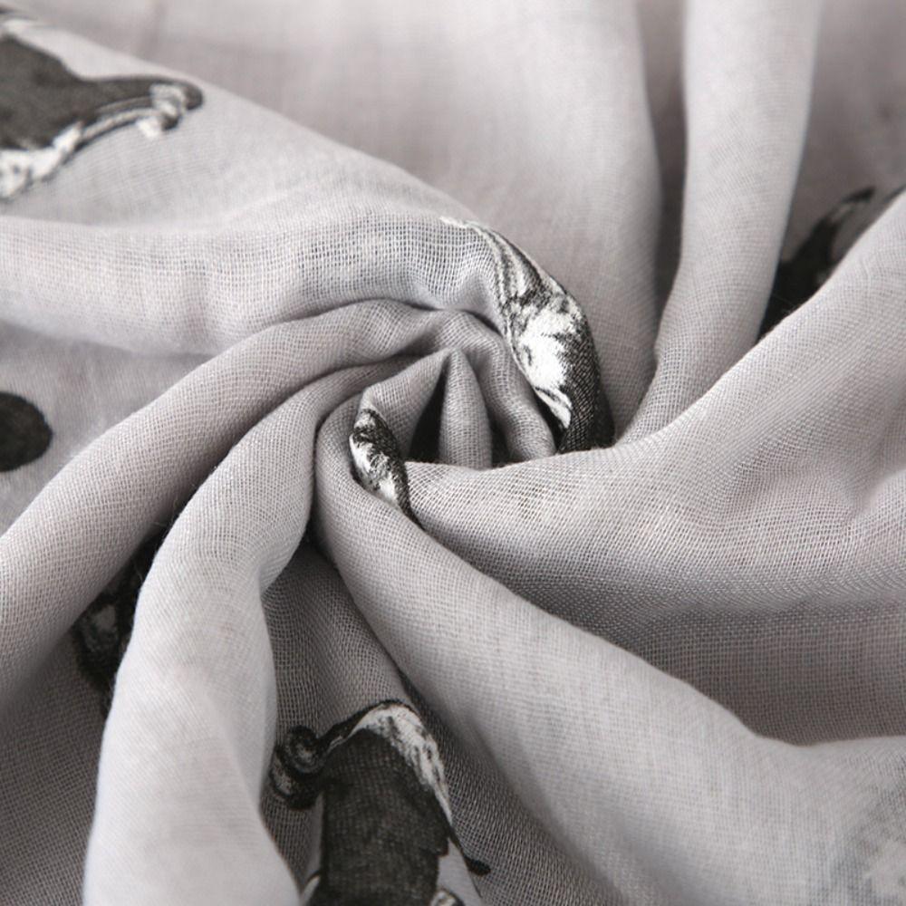 with Frayed Hem Animal Scarf Polyester Puppy Shawl Wrap New Design Dog Print Scarf