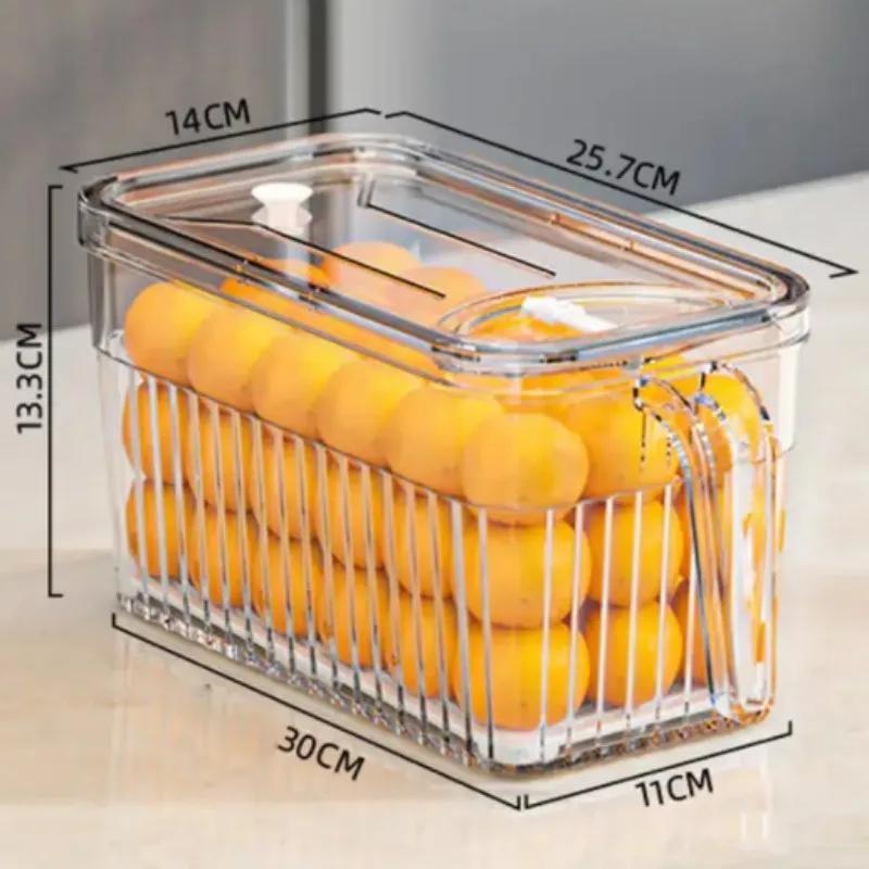 Refrigerator Storage Food Container Fresh Vegetable Fruit Boxes Drain Basket Storage Containers Pantry Kitchen Organizer