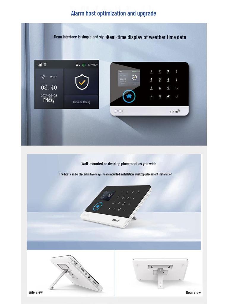 Tuya Smart WiFi & GSM Alarm Hub: 2,4" Dotykový displej Bezdrôtový bezpečnostný systém