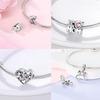 Original Silber Mutter Geschenk Charms Rosa Herz Liebe Mama Anhänger Familie Perlen Passend Armband DIY Geschenke Für Frau Schmuck
