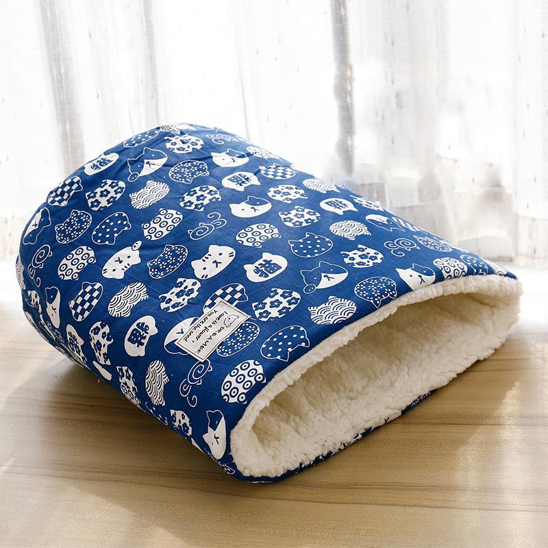 

Зимняя кошачья кровать-корзина, плюшевая теплая будка для щенков, гнездо для средних и маленьких собак, утолщенный спальный мешок, мягкий, удобный, для питомцев, котят, пещера, дом small 32x32x40cm