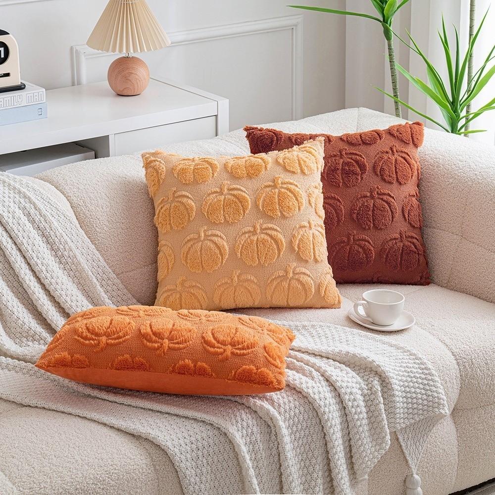 Pumpkin Tufted Cushion Cover 45x45cm Plush Pillow Covers New Throw Pillow Cover Fall Decor