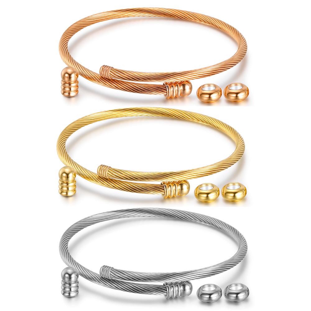 Trójkolorowa Odpinana Damska Bransoletka ze Stali Nierdzewnej, Linka Druciana 3MM z Wzorem Krzyża