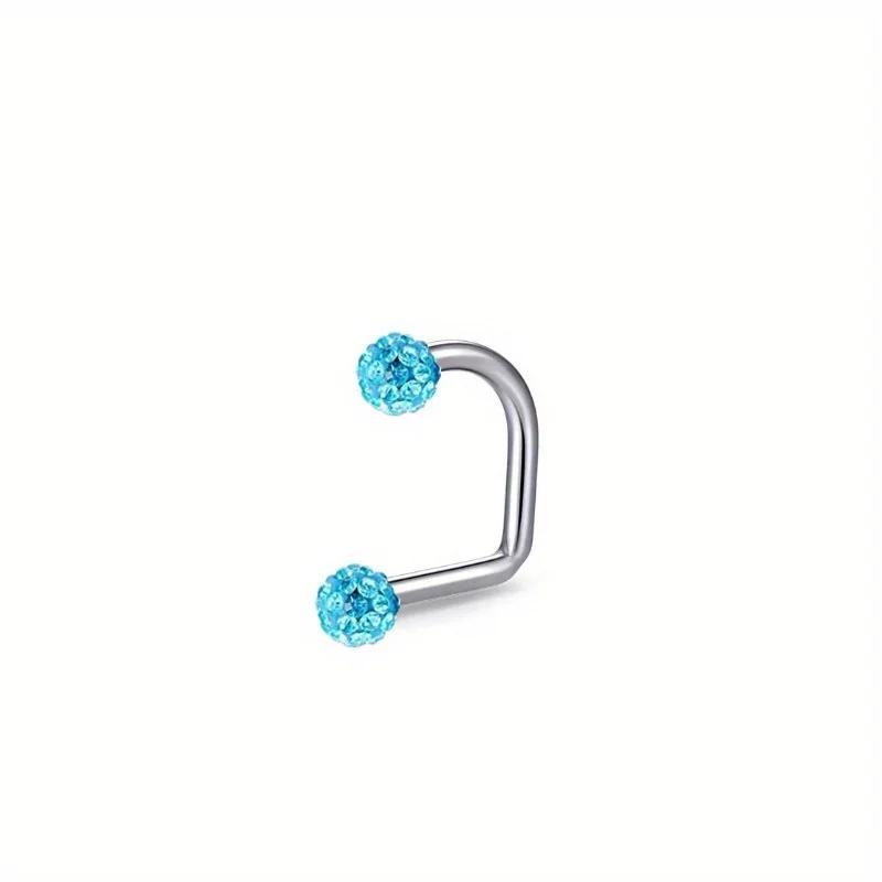 1pc Flash Lip Ring Mudball C Ring Horseshoe Ring Shambhala Synthetic Gems Stainless Steel Piercing Jewelry Lip Nail Lip Jewelry