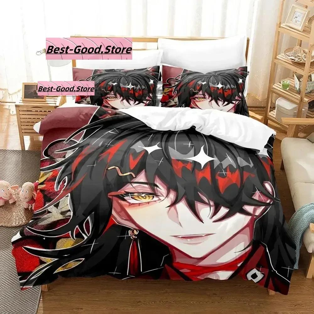 Hololive Vox Akuma Bedding Set Duvet Cover Sheet Printed Bed Set Pillowcase Bed Full Queen King Size Comforter Bedroom