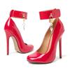 Sexy Women's High Heels Pumps Shoes Big Size Black Red Stiletto Heels Strippers Dance Shoes Buckle Straps Key Wedding Shoes Men