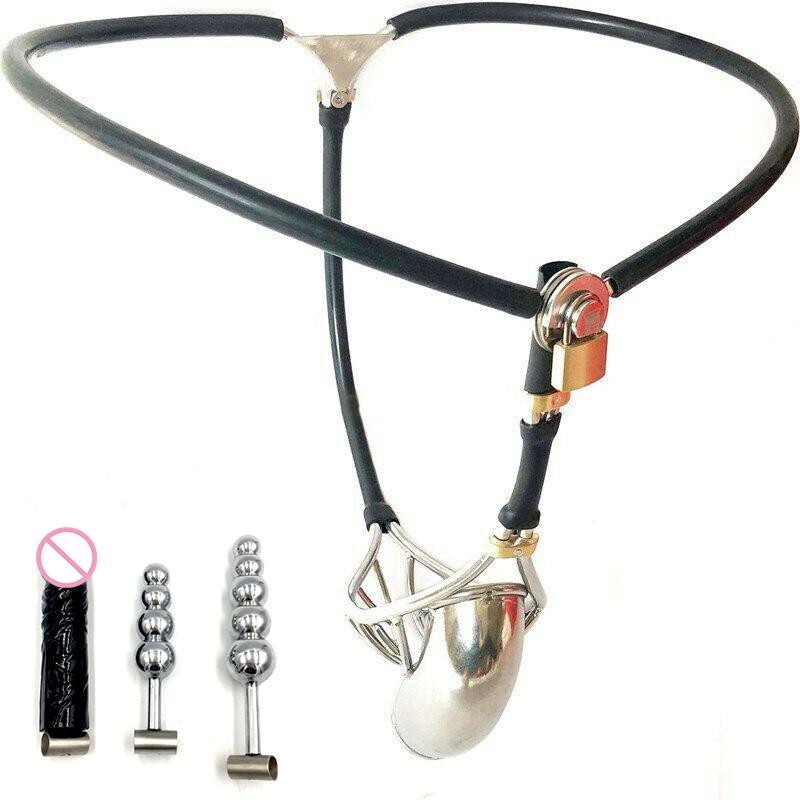 Männlicher Keuschheitsgürtel und Stopper, Hohlkäfig, Bondage, unsichtbares Unterhosengerät, abschließbares Penis-Rückhaltegerät, Sex für Männer, Schwule