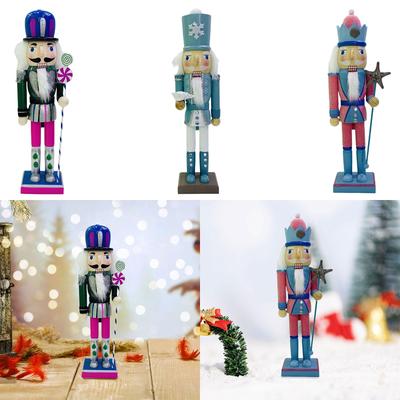 Christmas Nutcracker Figurine Tabletop Ornament Puppet Wooden Nutcracker Doll for Shelf Cabinet Holiday Party Table Centerpiece