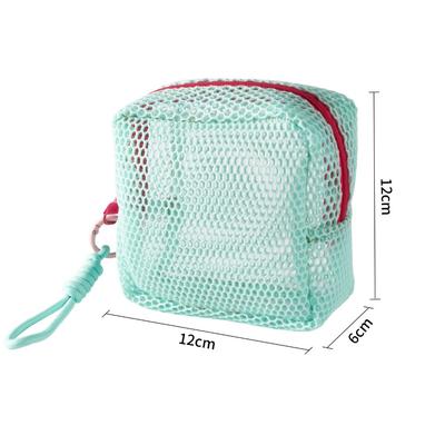 Durable Dopamine Color Mesh Cosmetic Bag Large Capacity Portable Storage Bag Make Up Case