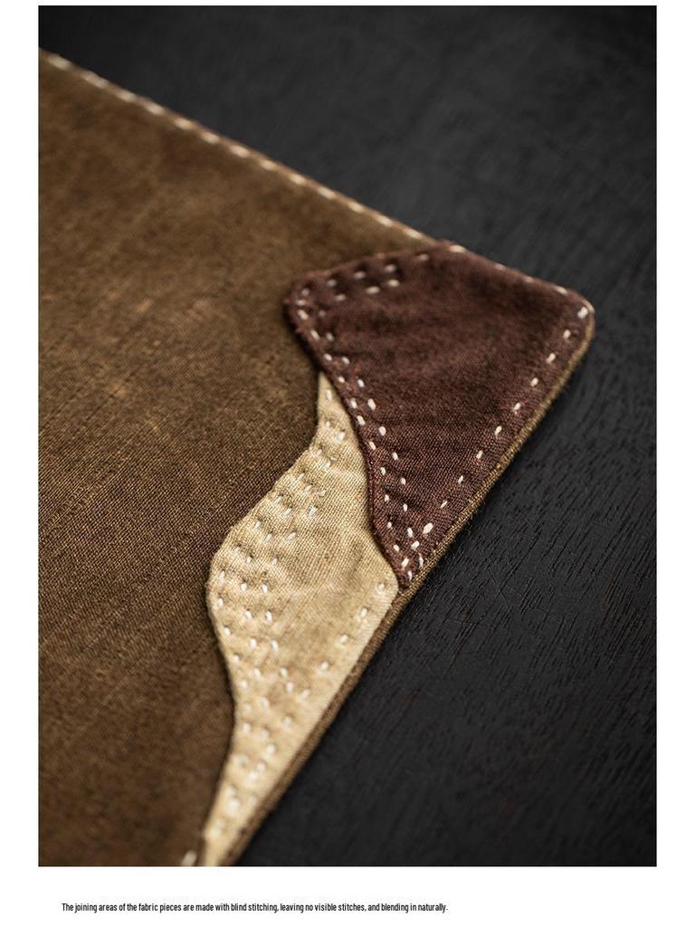 Miao Zhu Xuan Handcrafted Plant-Dyed Bamboo Linen Tea Mat - Retro, High-Grade, Heat-Insulating.