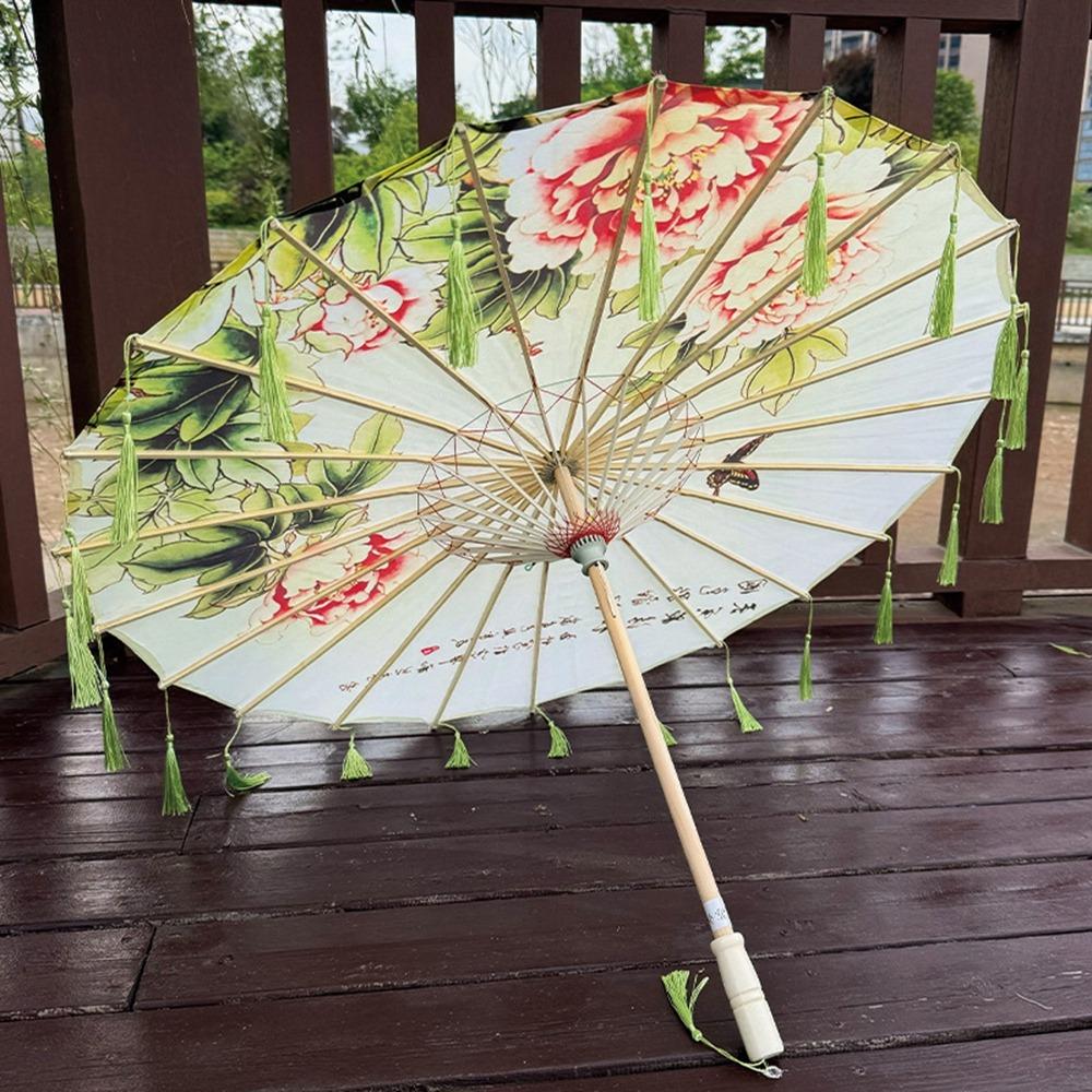 70cm Silk Fabric Tassel Umbrella Chinese Style Ancient Dance Umbrella Hanfu Photography Prop