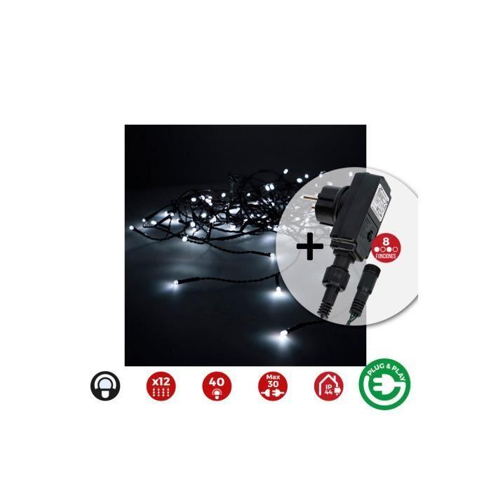 Rideau Icicle - GENERIQUE - 2x0,5m - Blanc Froid - Programmeur Easy-Connect - 12 Bandes 40 Leds