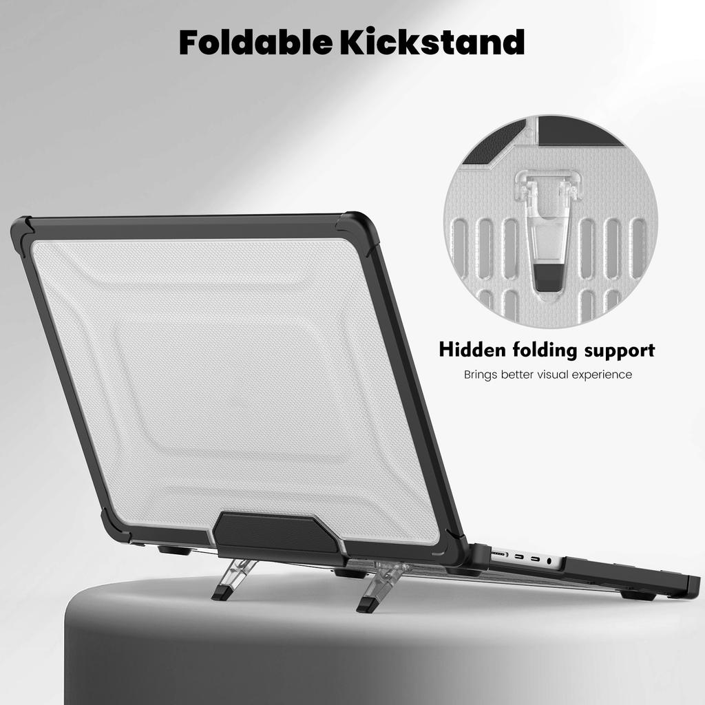 For MacBook Pro 14 inch (2024) (2021)/(2023) (A2442 M1 Pro/M1 Max/A2779) Heat Dissipation Hard PC+TPU Laptop Case with Kickstand