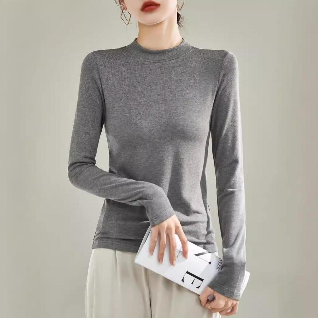 Ankola Women's Red Velvet Half Turtleneck Long Sleeve Shirt - Slimming, High Elastic, Warm, Spring/Autumn 2025