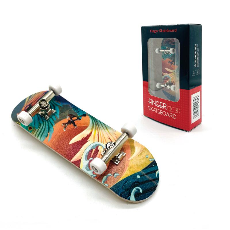 Maple Finger Skateboard with Bearings and Wheels - Mini Double Rocker Board for Kids' Creative Play