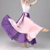 Two-Tone Satin Chiffon Lace-up Dance Midi Skirt for Women