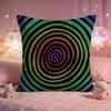 Retro Psychedelic Stripe Cushion Cover Premium Comfort Reversible Pillow Cove Two In One Design for Any Room  Car Interior