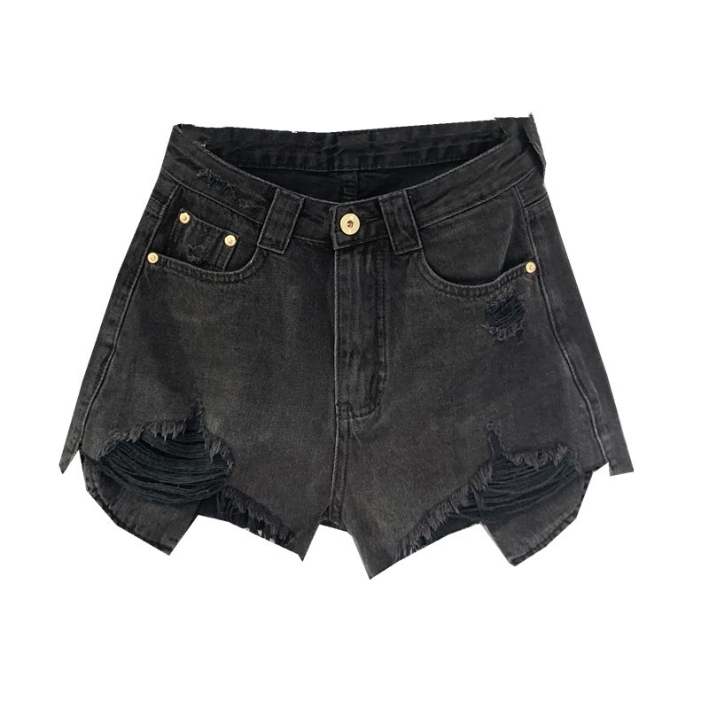

Retro Tattered Jeans Small Black Denim Shorts Women s New Arrival Slim Looking Frayed Matching Maillard Temptation Hot Pants Fashion