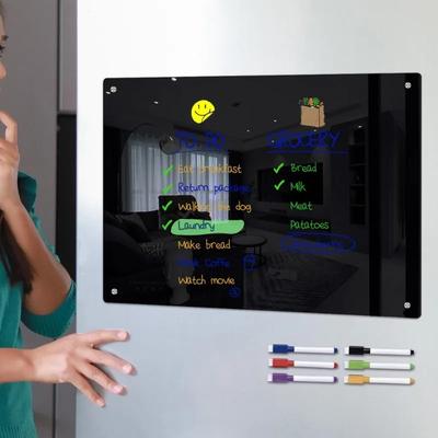 Magnetic Fridge Calendar Board Clear Acrylic Week Planner Magnetic Whiteboard Transparent Refrigerator Black Board Message Menu