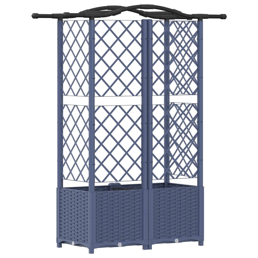 Raised Garden Bed with Trellis and Hanging Roof Gray 122 X 40 X 141 Cm PP