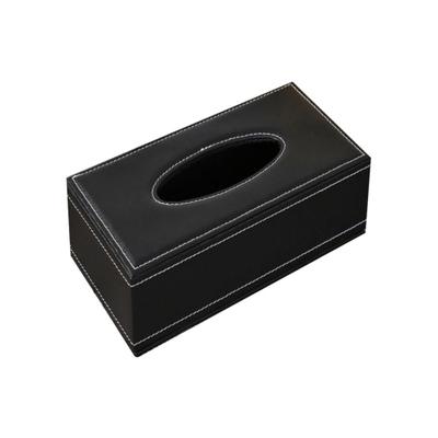 Household Desktop Faux Leather Solid Color Tissue Paper Napkin Storage Box Case