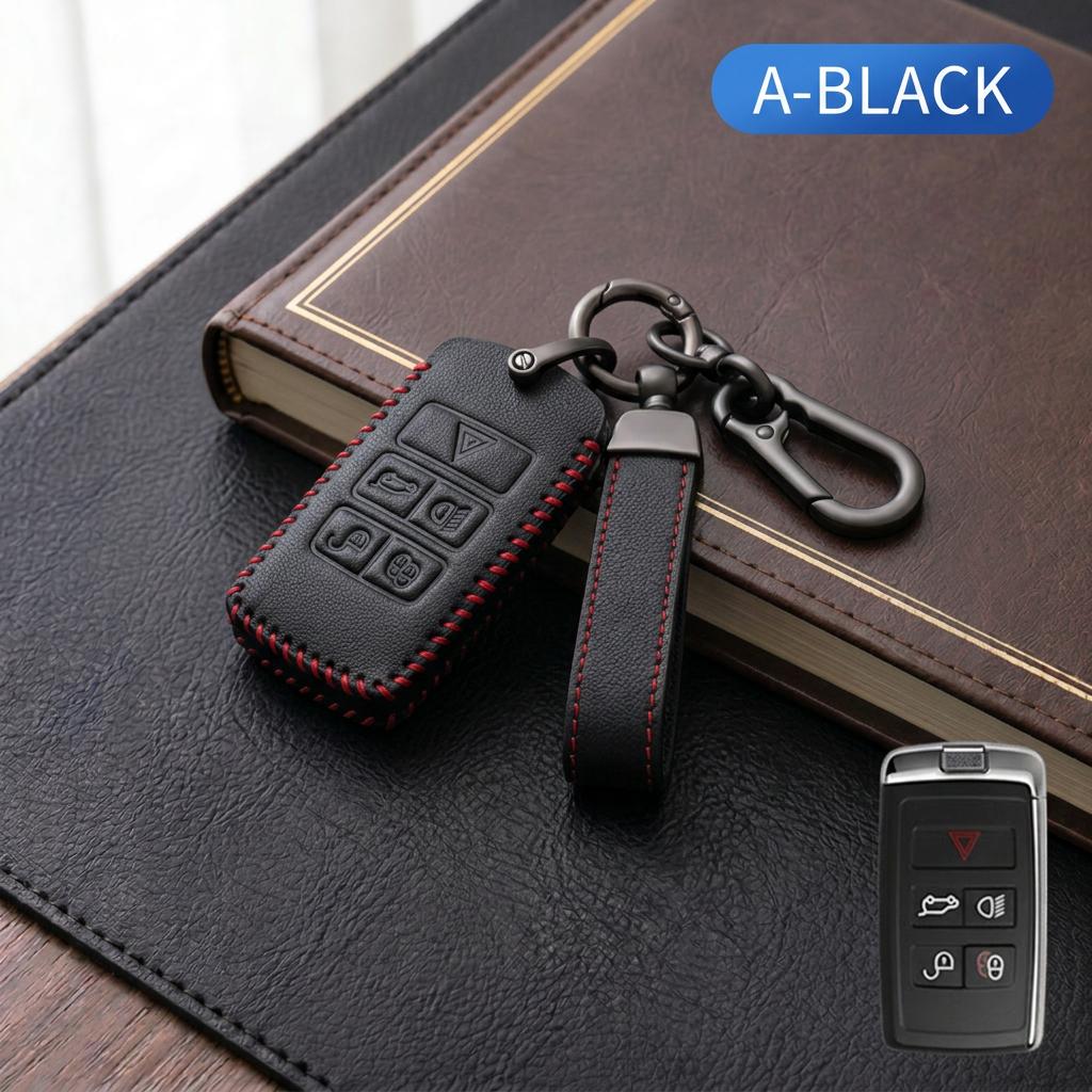 Leather Car Key Cover For Land Rover Range Rover Sport Evoque Velar Vogue Discovery Sport LR4 Remote Key Fob Protective Case
