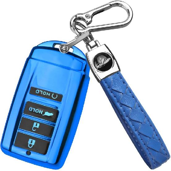 QBUC Key Fob Cover for Acura MDX 2014-, for Acura RDX 2015-, Soft Key Shells Case with Keychain for ILX RLX TLX 2015- Car Accessories(4