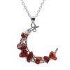 Vintage Handmade Colorful Beaded Gravel Crystal Amethyst Moon Pendant Necklace N551