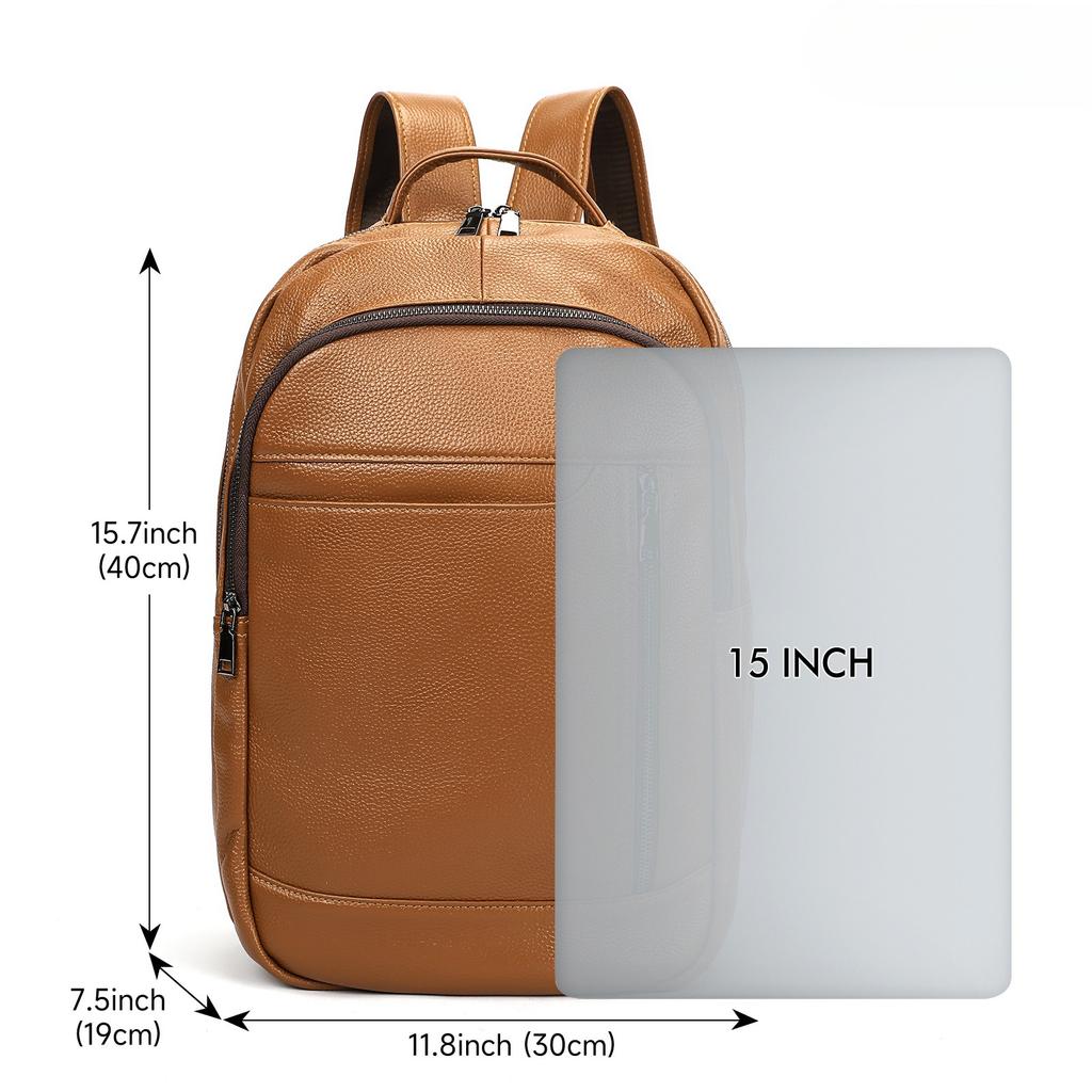 Large-capacity Business Dual-shoulder Backpack, Leisure Travel Computer Backpack, Fashionable Cowhide Schoolbag